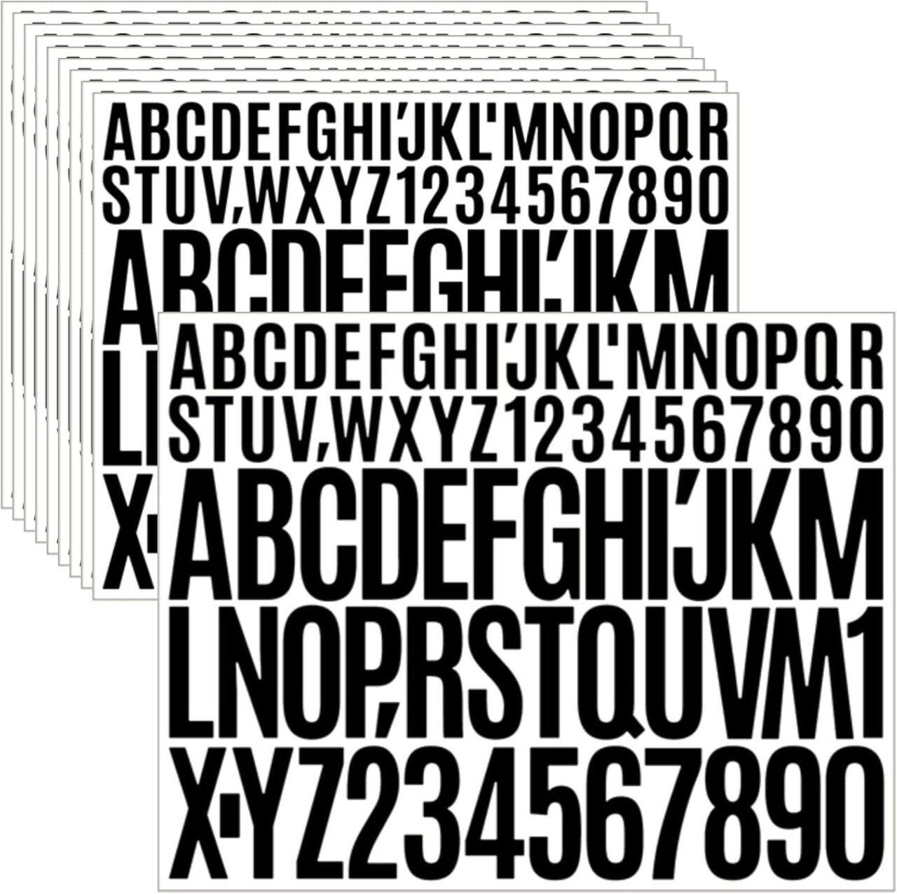 780Pcs Black Vinyl Letter and Number Stickers, 1" & 2" Waterproof Self-Adhesive Alphabet Decals, 10 Sheets of Weatherproof Mailbox, Door, and Address Signs